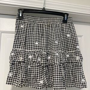 Storia Gingham Ruffle Mini Skirt with Stars